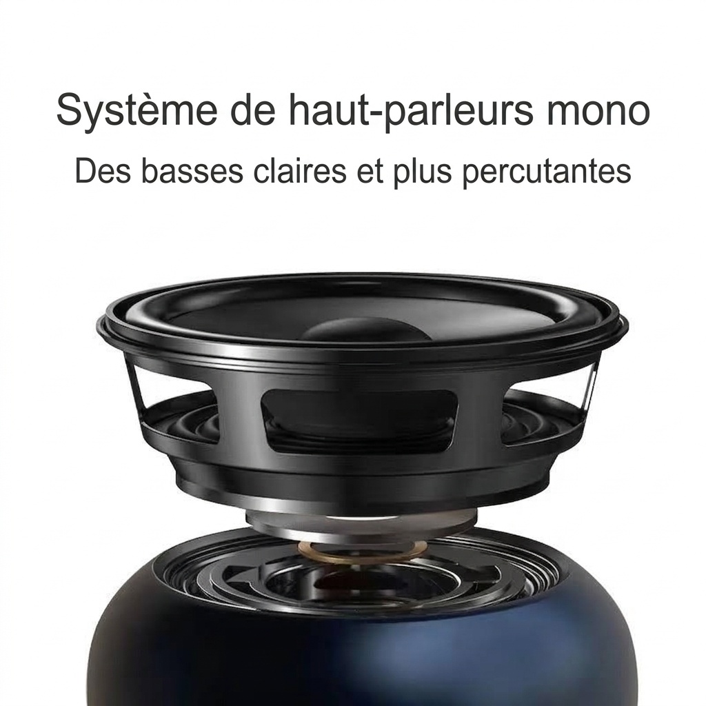 Mini enceinte Bluetooth portable, son puissant, batterie 500 mAh offrant 4 heures d'autonomie, options RGB éclatantes et design en métal résistant.