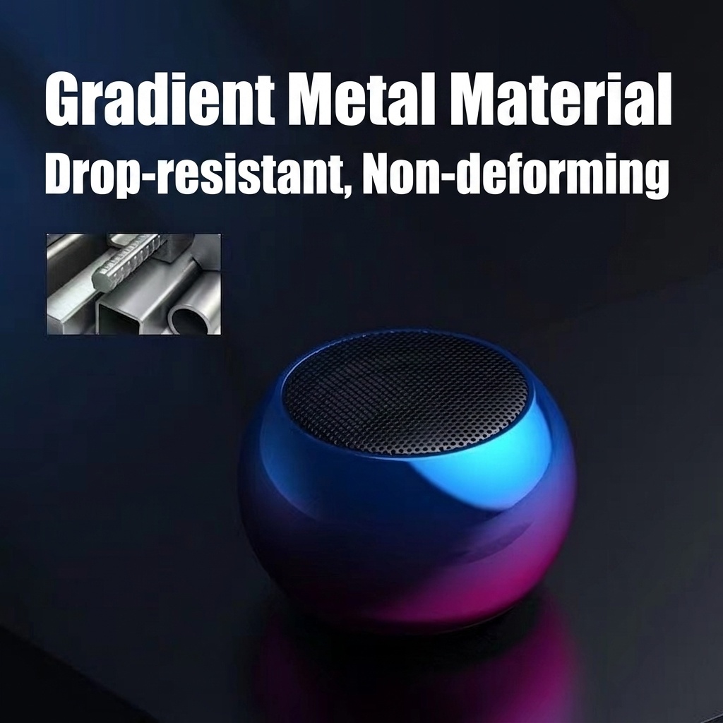 Mini Portable Bluetooth Speaker, Powerful Sound with 500mAh Battery for 4H Playtime, Vibrant RGB Options & Durable Metal Design