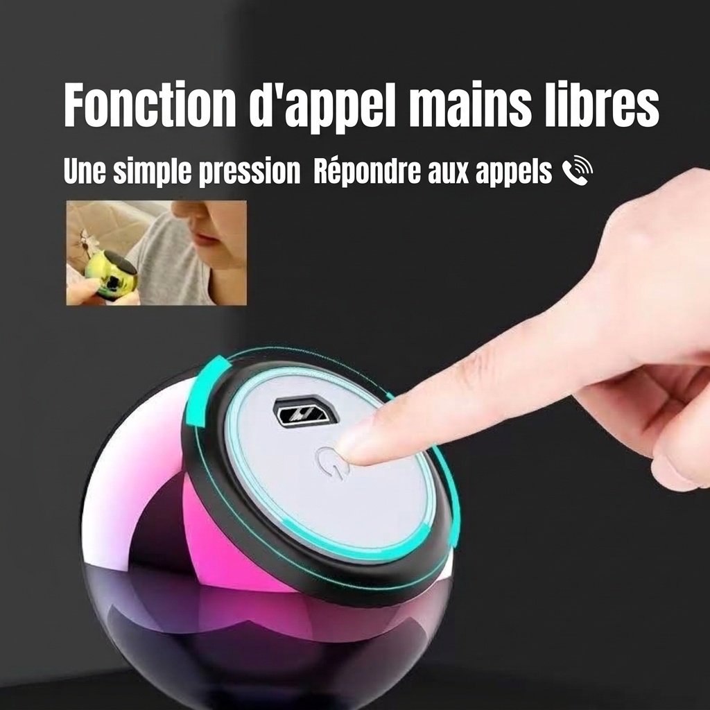 Mini enceinte Bluetooth portable, son puissant, batterie 500 mAh offrant 4 heures d'autonomie, options RGB éclatantes et design en métal résistant.