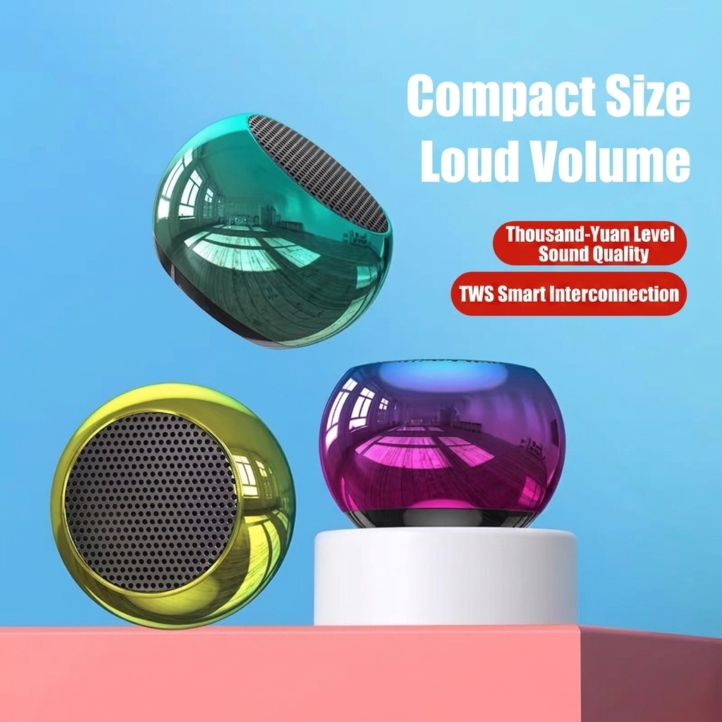 Mini Portable Bluetooth Speaker, Powerful Sound with 500mAh Battery for 4H Playtime, Vibrant RGB Options & Durable Metal Design