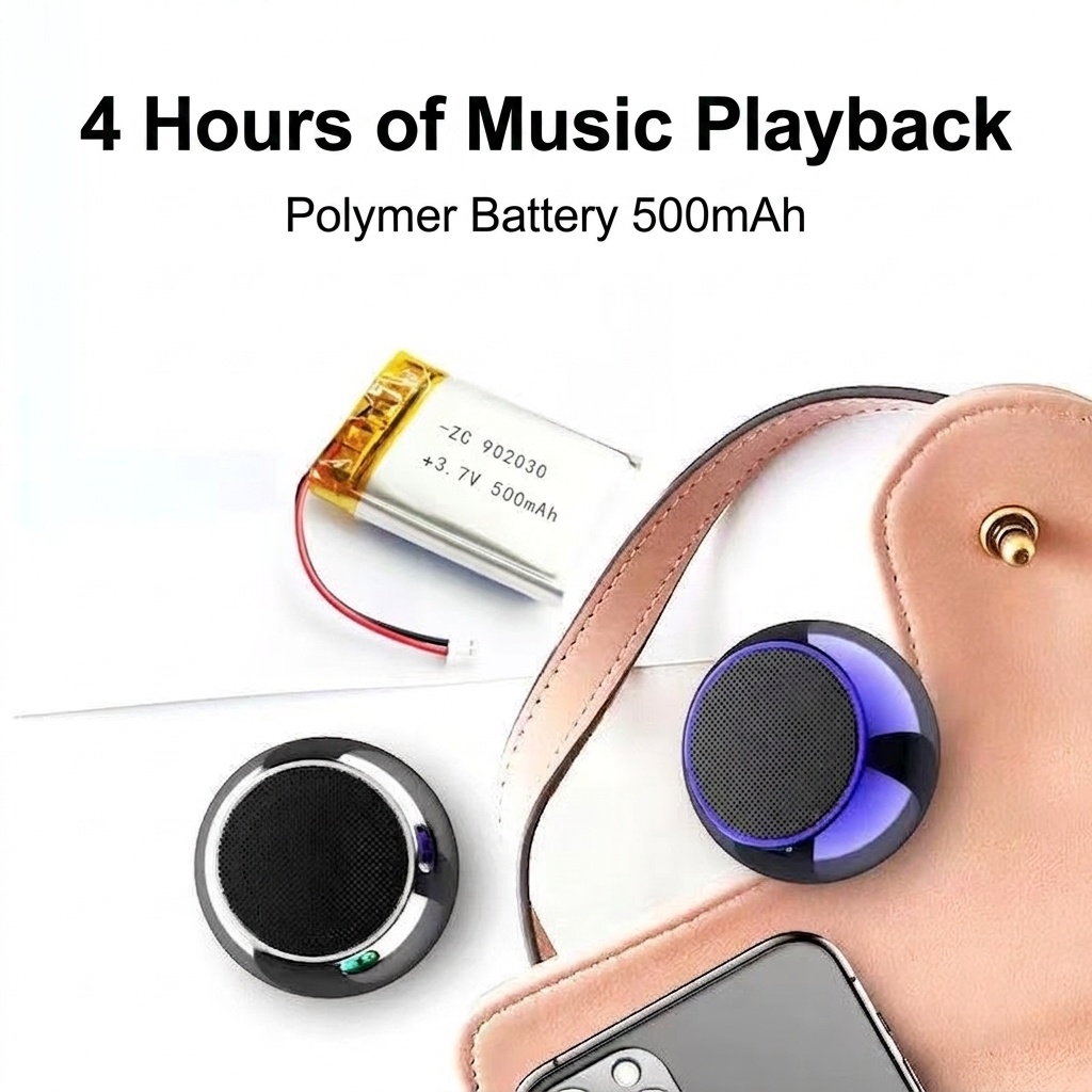 Mini Portable Bluetooth Speaker, Powerful Sound with 500mAh Battery for 4H Playtime, Vibrant RGB Options & Durable Metal Design