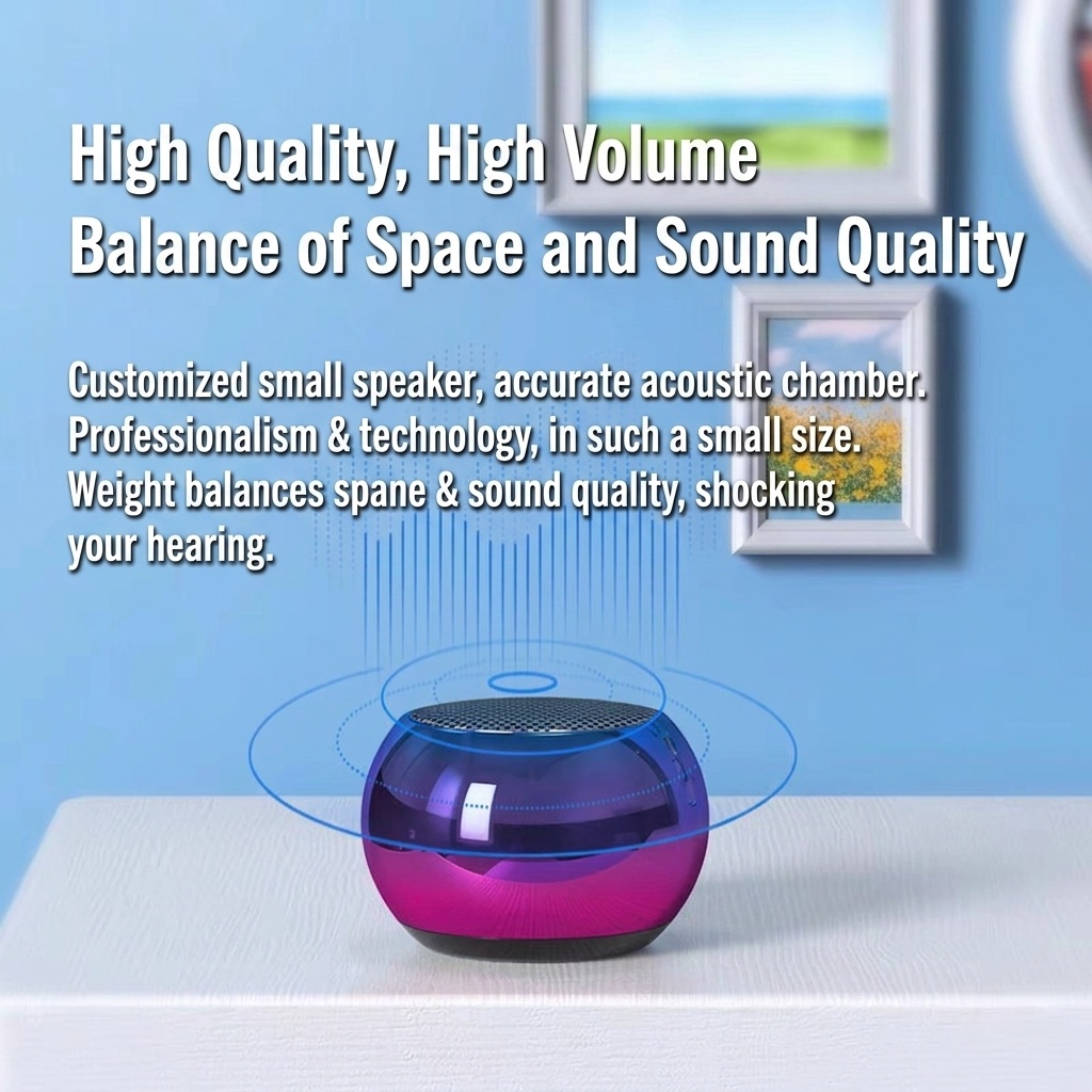 Mini Portable Bluetooth Speaker, Powerful Sound with 500mAh Battery for 4H Playtime, Vibrant RGB Options & Durable Metal Design