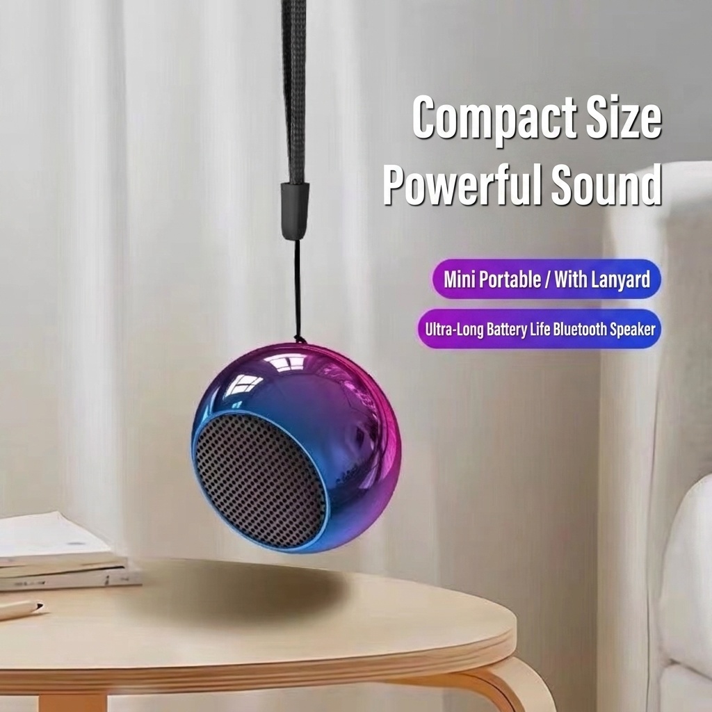 Mini Portable Bluetooth Speaker, Powerful Sound with 500mAh Battery for 4H Playtime, Vibrant RGB Options & Durable Metal Design