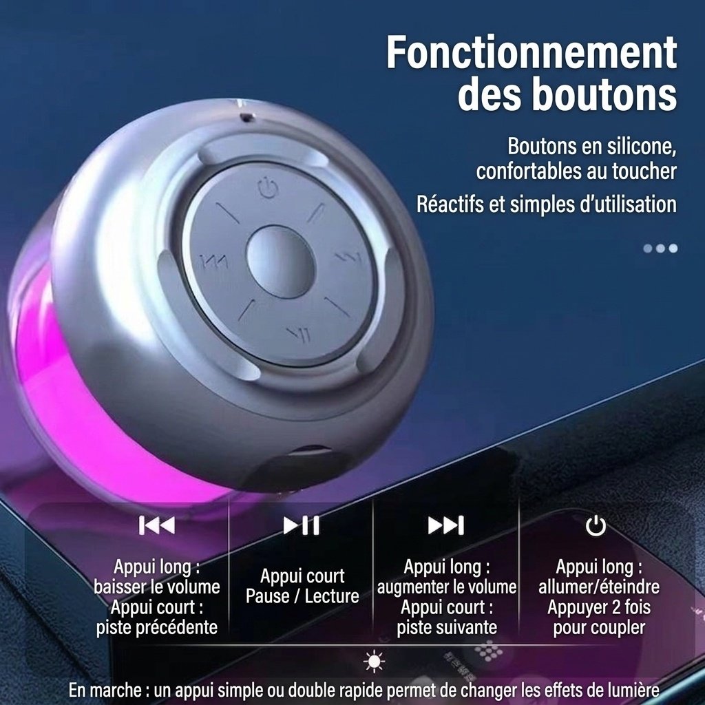 Enceinte sans fil RGB Bluetooth 5.0, spectacle de lumière LED portable, autonomie de 8 heures, son puissant et modes d'éclairage dynamiques