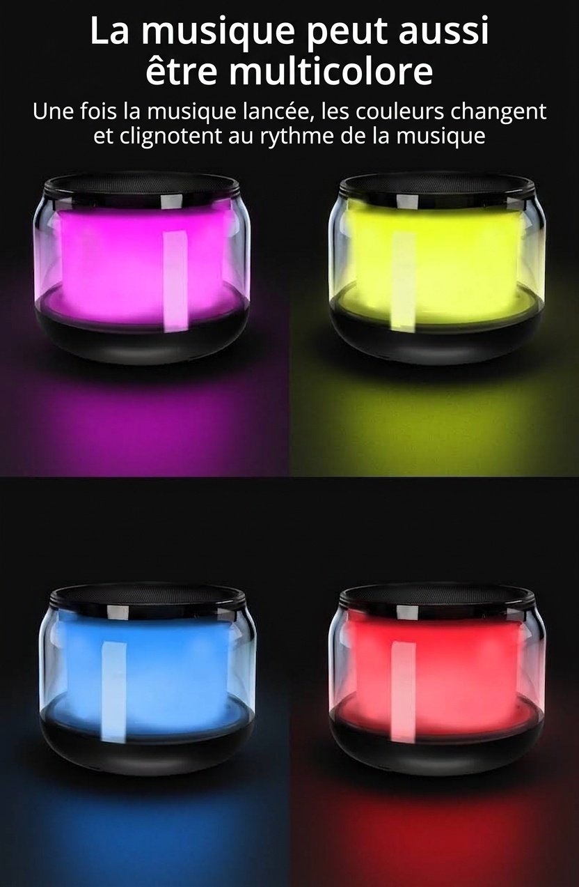 Enceinte sans fil RGB Bluetooth 5.0, spectacle de lumière LED portable, autonomie de 8 heures, son puissant et modes d'éclairage dynamiques
