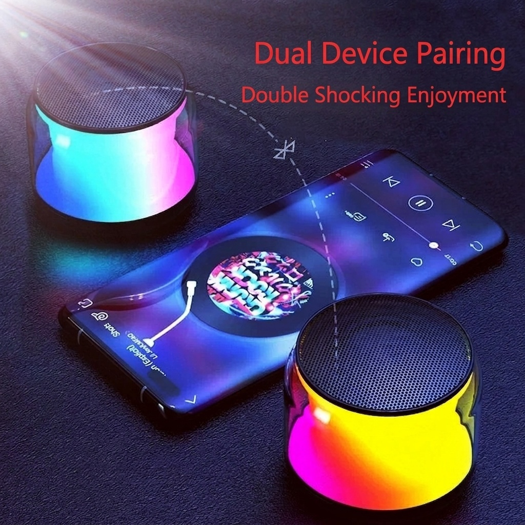 Altavoz inalámbrico RGB Bluetooth 5.0, espectáculo de luces LED portátil, 8 horas de duración de la batería, audio potente y modos de iluminación dinámicos.
