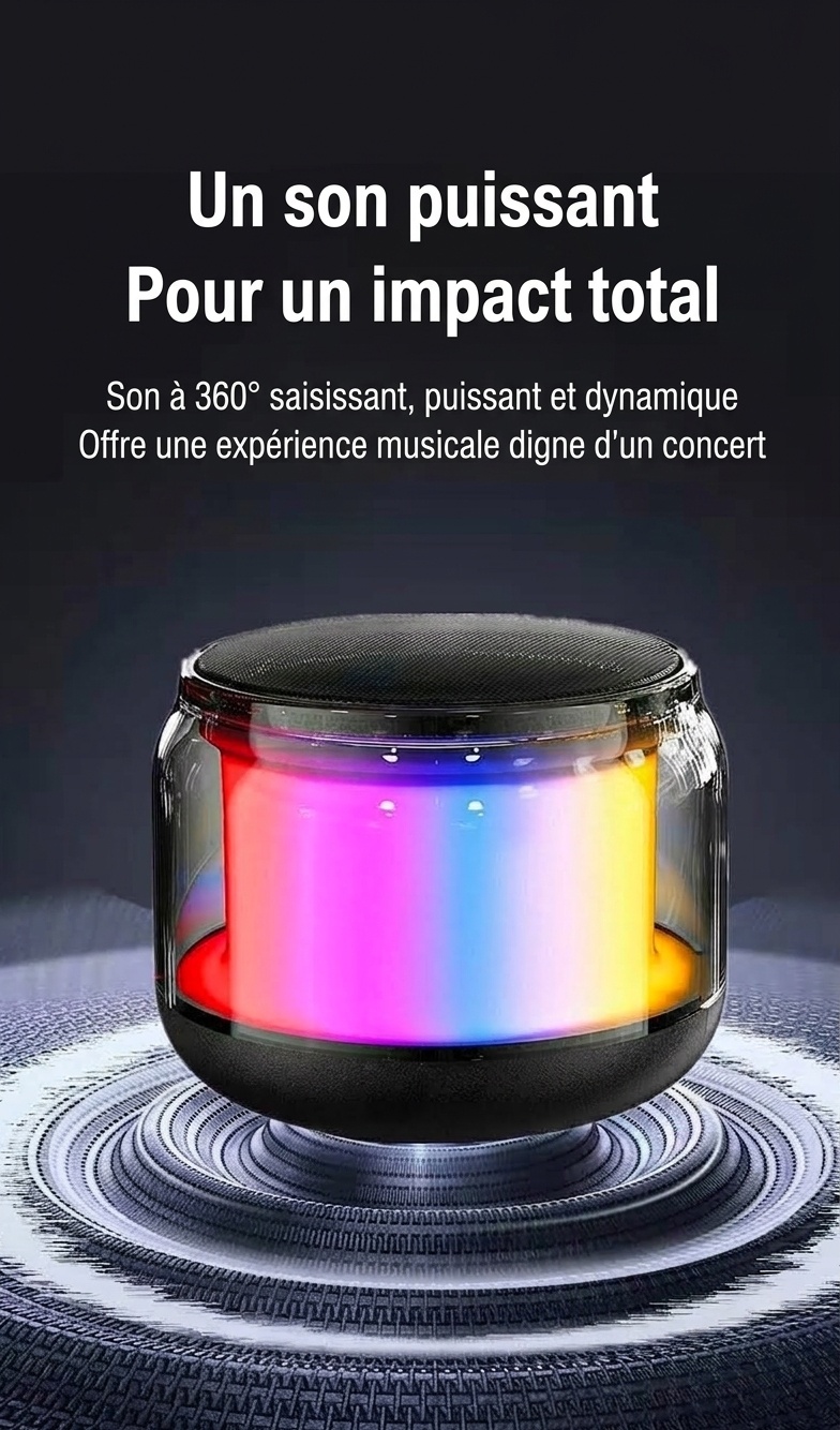 Enceinte sans fil RGB Bluetooth 5.0, spectacle de lumière LED portable, autonomie de 8 heures, son puissant et modes d'éclairage dynamiques