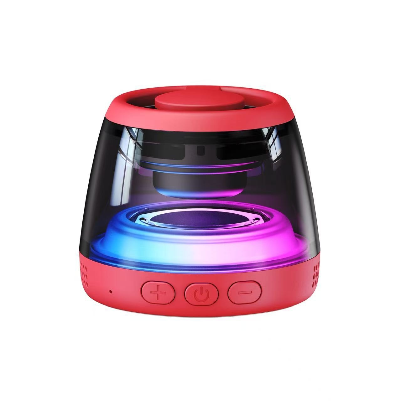 Altavoz portátil Bluetooth 5.4 RGB con base magnética, audio de 360°, iluminación dinámica, 8 horas de reproducción y soporte inalámbrico duradero.