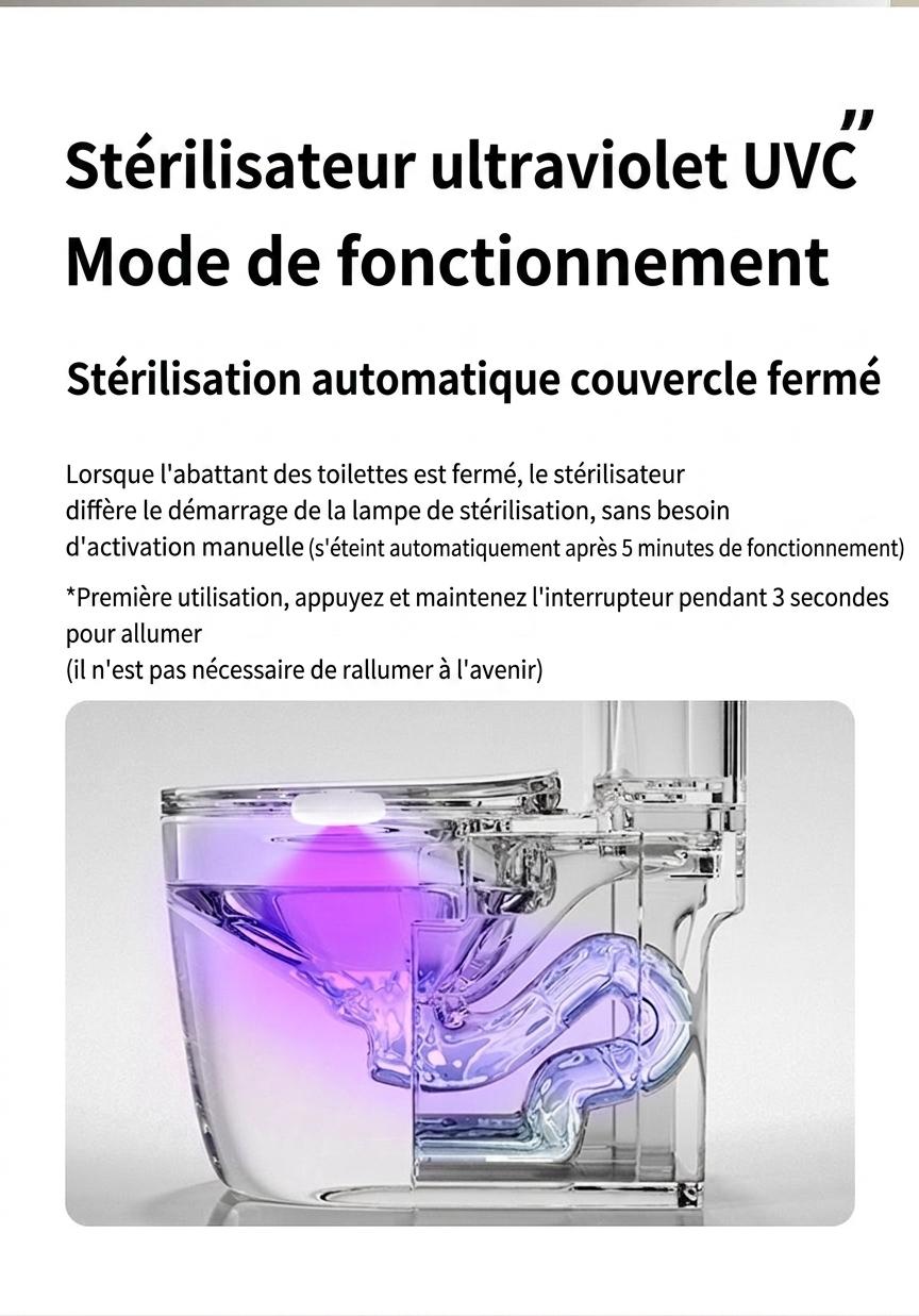 Lampe de stérilisation UV étanche RGB anti-virus pour toilettes avec veilleuse automatique et détecteur de mouvement