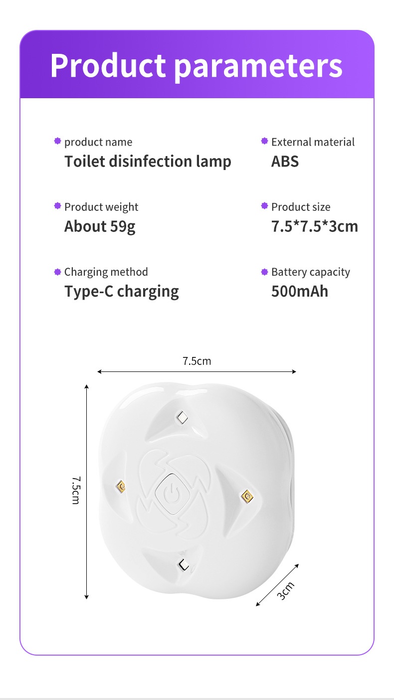 Antivirus RGB waterdichte UV-toiletsterilisatielamp met automatische nachtverlichting en bewegingssensor