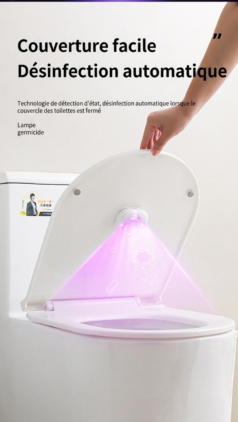 Lampe de stérilisation UV étanche RGB anti-virus pour toilettes avec veilleuse automatique et détecteur de mouvement