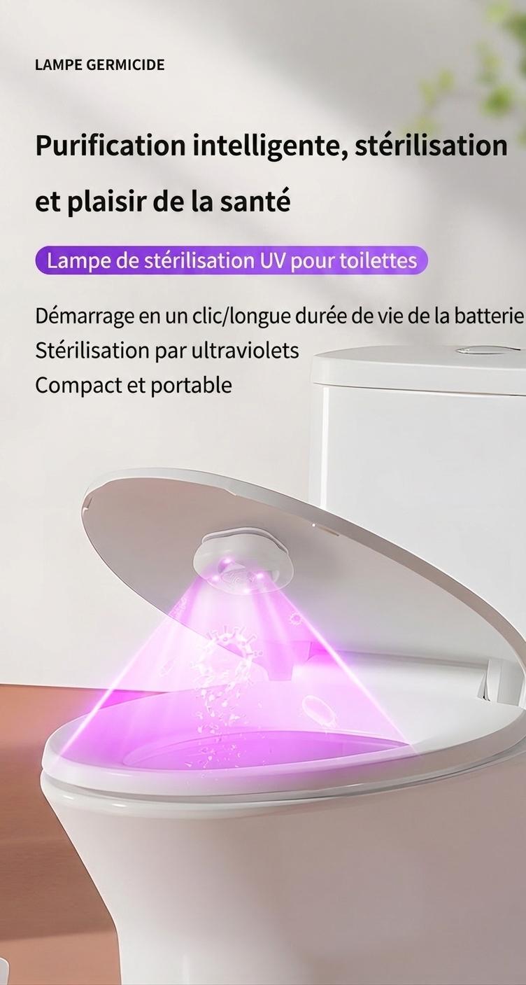 Lampe de stérilisation UV étanche RGB anti-virus pour toilettes avec veilleuse automatique et détecteur de mouvement
