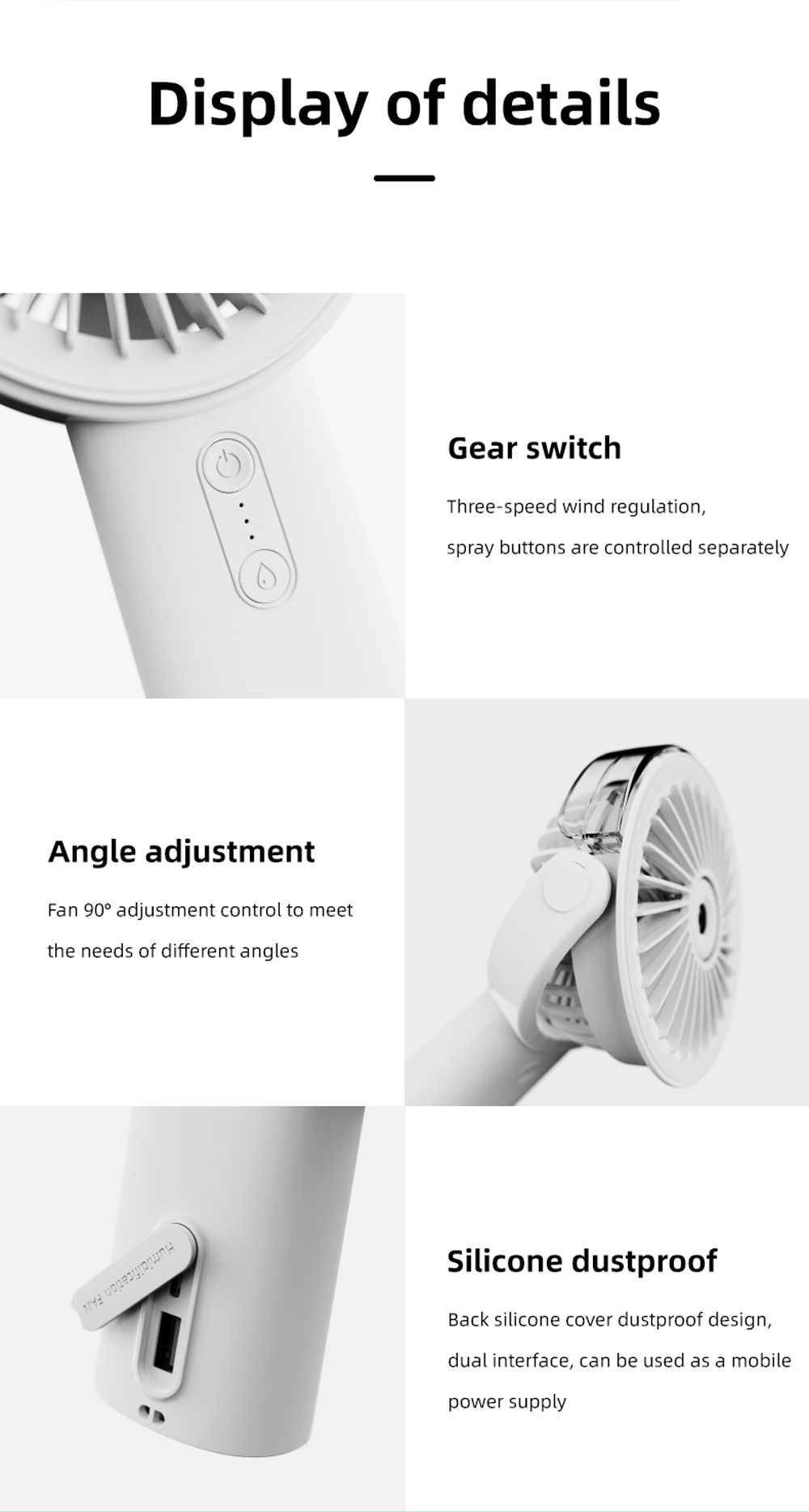 Supercooler, tragbarer Mini-Handventilator mit Klimaanlagenfunktion und Sprühfunktion