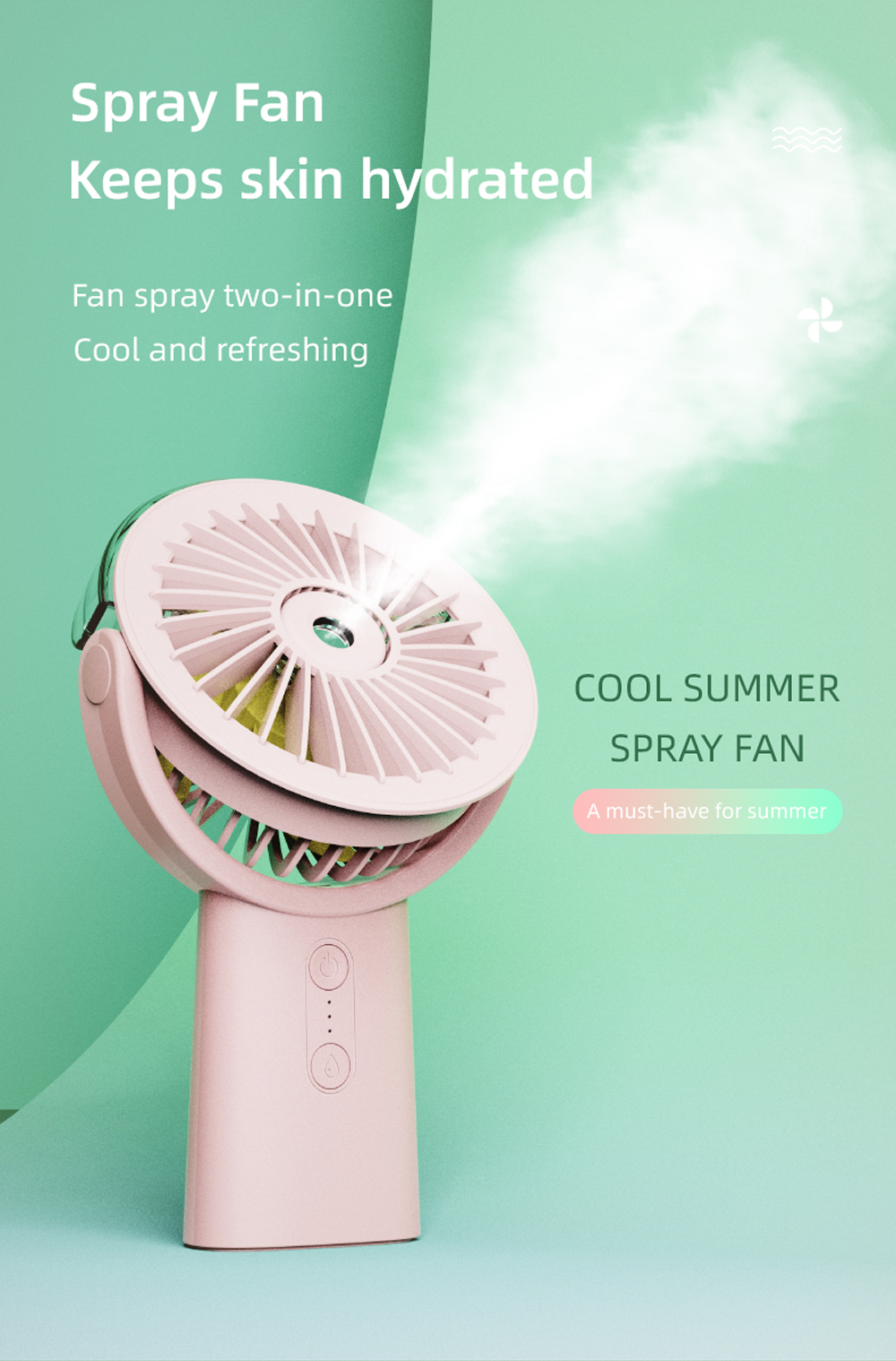 Supercooler, tragbarer Mini-Handventilator mit Klimaanlagenfunktion und Sprühfunktion