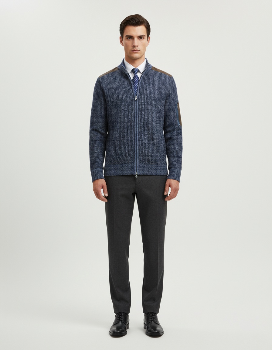 Men's Stand Collar Knit Cardigan Jacket - Fleece Lined Warm Sweater