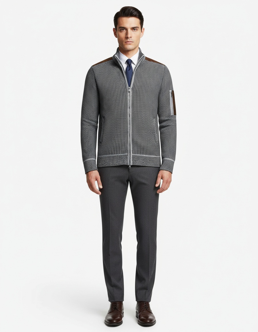 Men's Stand Collar Knit Cardigan Jacket - Fleece Lined Warm Sweater