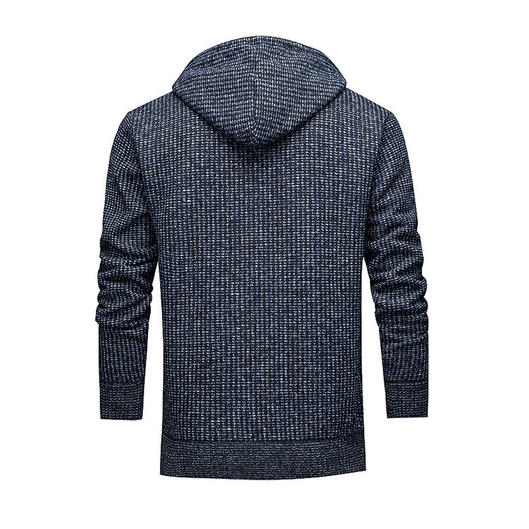 Men's Fleece Lined Thick Hooded Cardigan Zip Knit Sweater