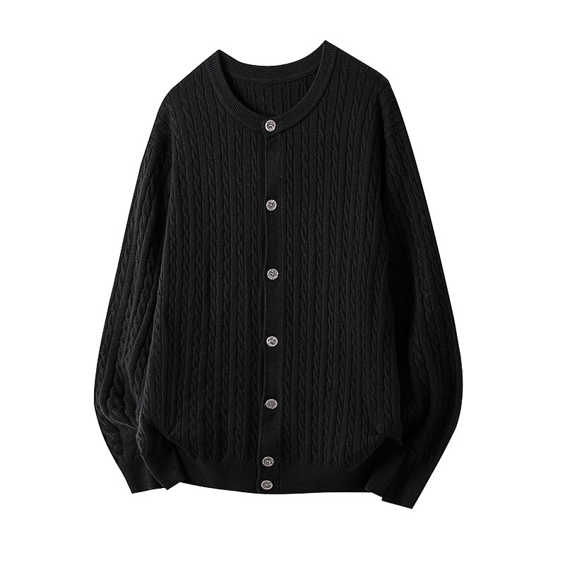 Men's Retro Cable Knit Oversized Button Soft Texture Cardigan Sweater