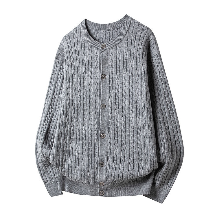 Men's Retro Cable Knit Oversized Button Soft Texture Cardigan Sweater