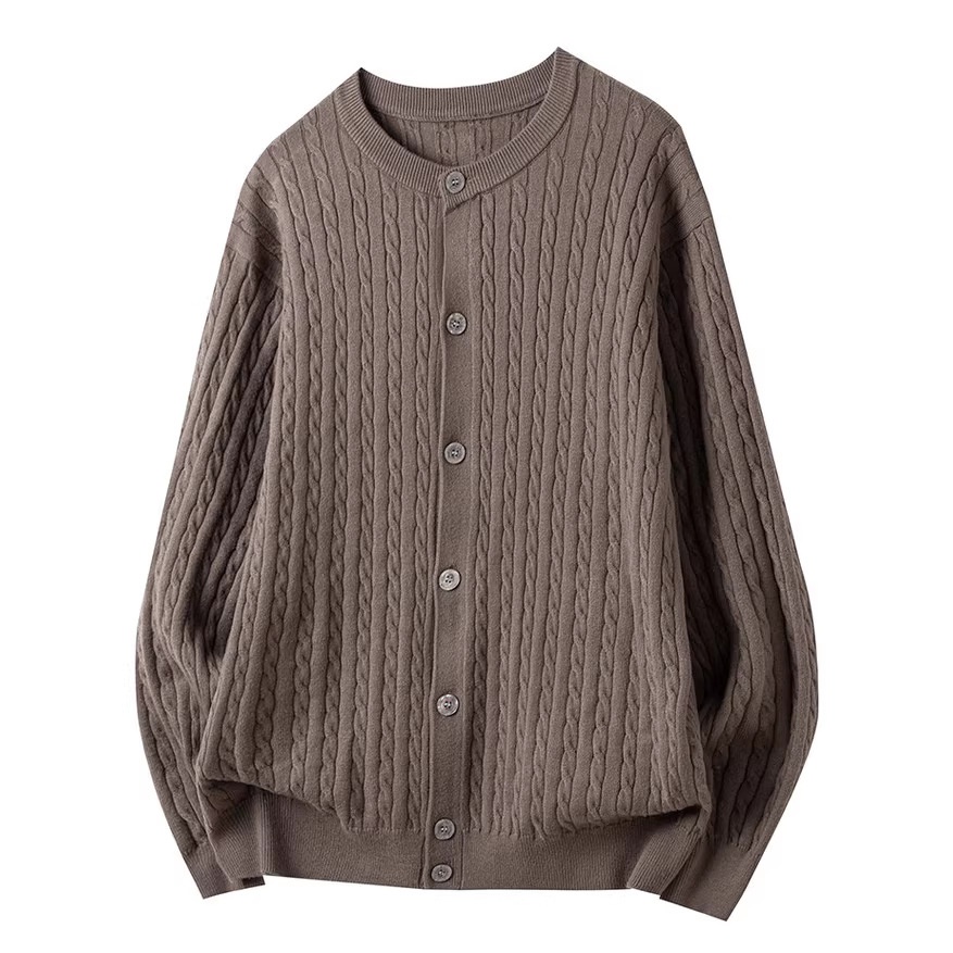 Men's Retro Cable Knit Oversized Button Soft Texture Cardigan Sweater