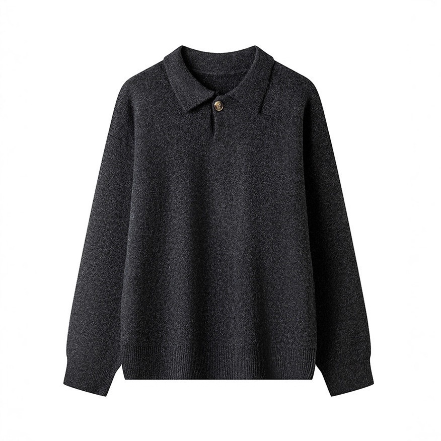 Men's Lapel Knit Sweater Simple Loose Fit Jacket Inner Layer