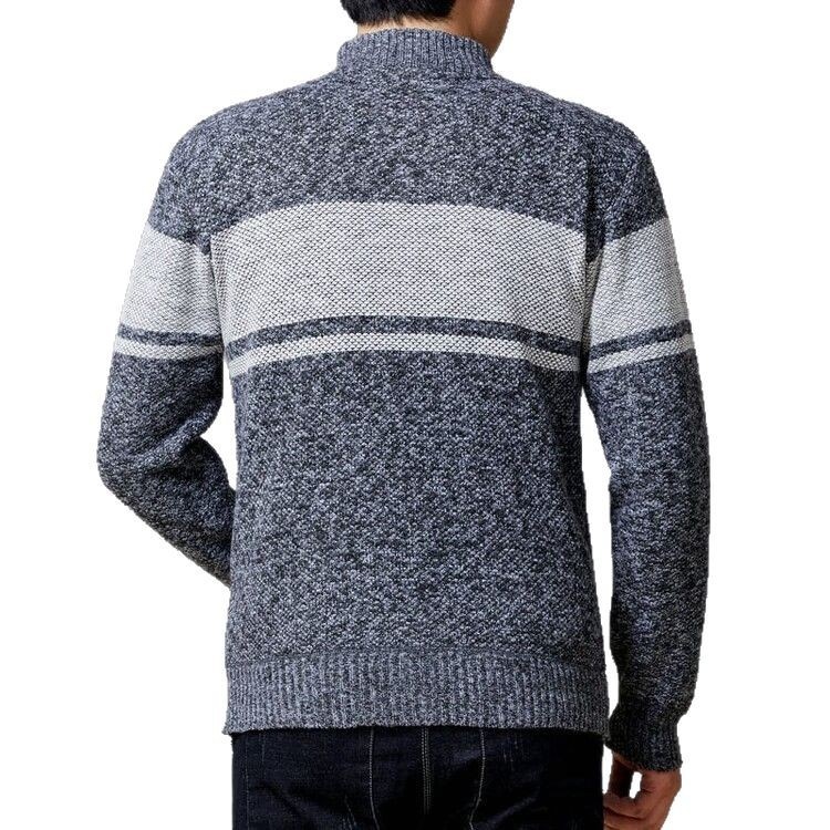 Men's V-Neck Color Block Knit Cardigan Versatile Sweater Jacket
