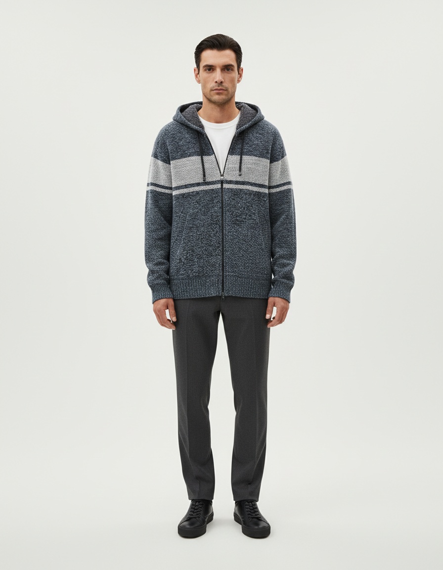 Men's Super Warm Hooded Fleece Lined Thick Sweater Loose Long Sleeve Jacket