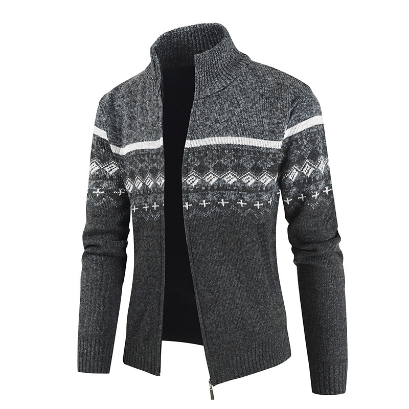 Men's Fashion Slim Fit Jacquard Knit Cardigan Sweater