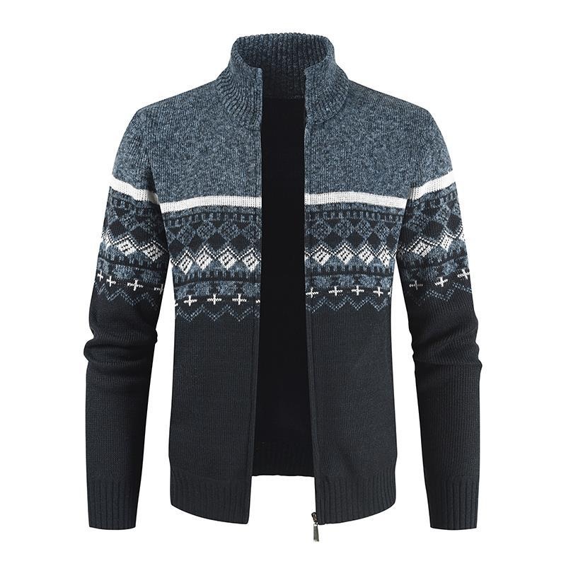 Men's Fashion Slim Fit Jacquard Knit Cardigan Sweater