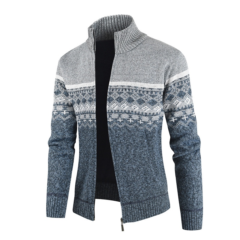 Men's Fashion Slim Fit Jacquard Knit Cardigan Sweater