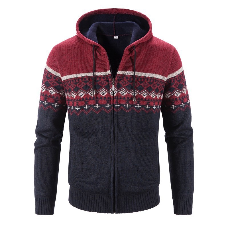 Men's Fleece Lined Gradient Knit Cardigan Casual Jacket