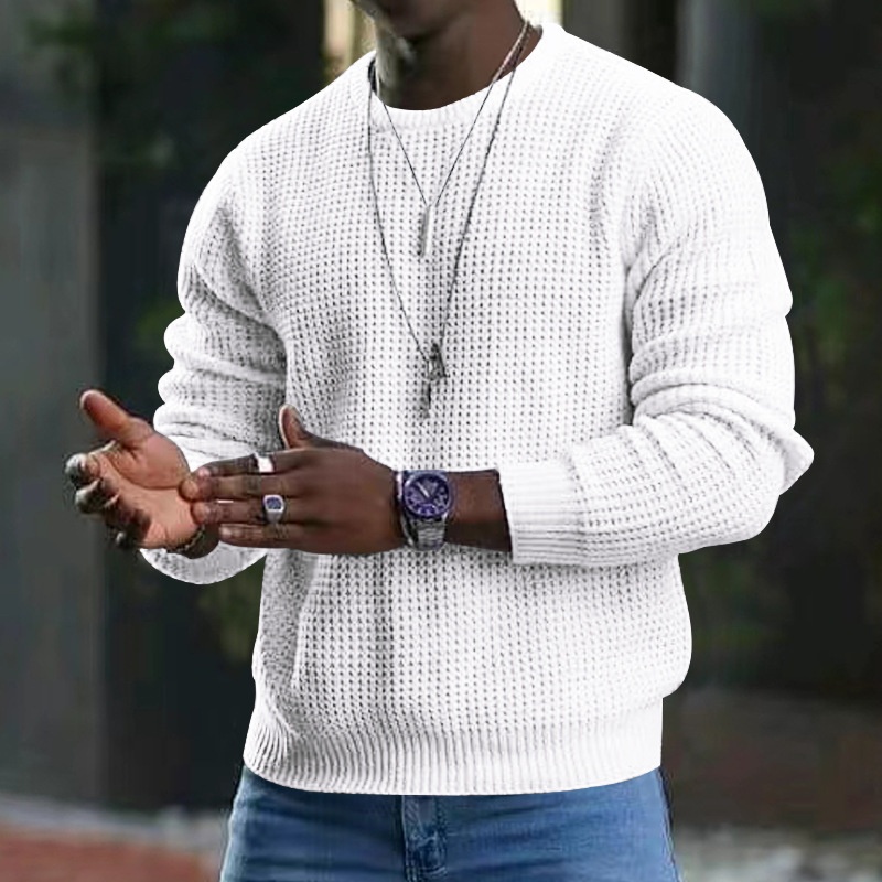 Men's Casual Crewneck Pullover Loose Fit Long Sleeve Knit Sweater