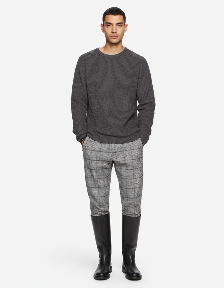 Men's Casual Crewneck Pullover Loose Fit Long Sleeve Knit Sweater