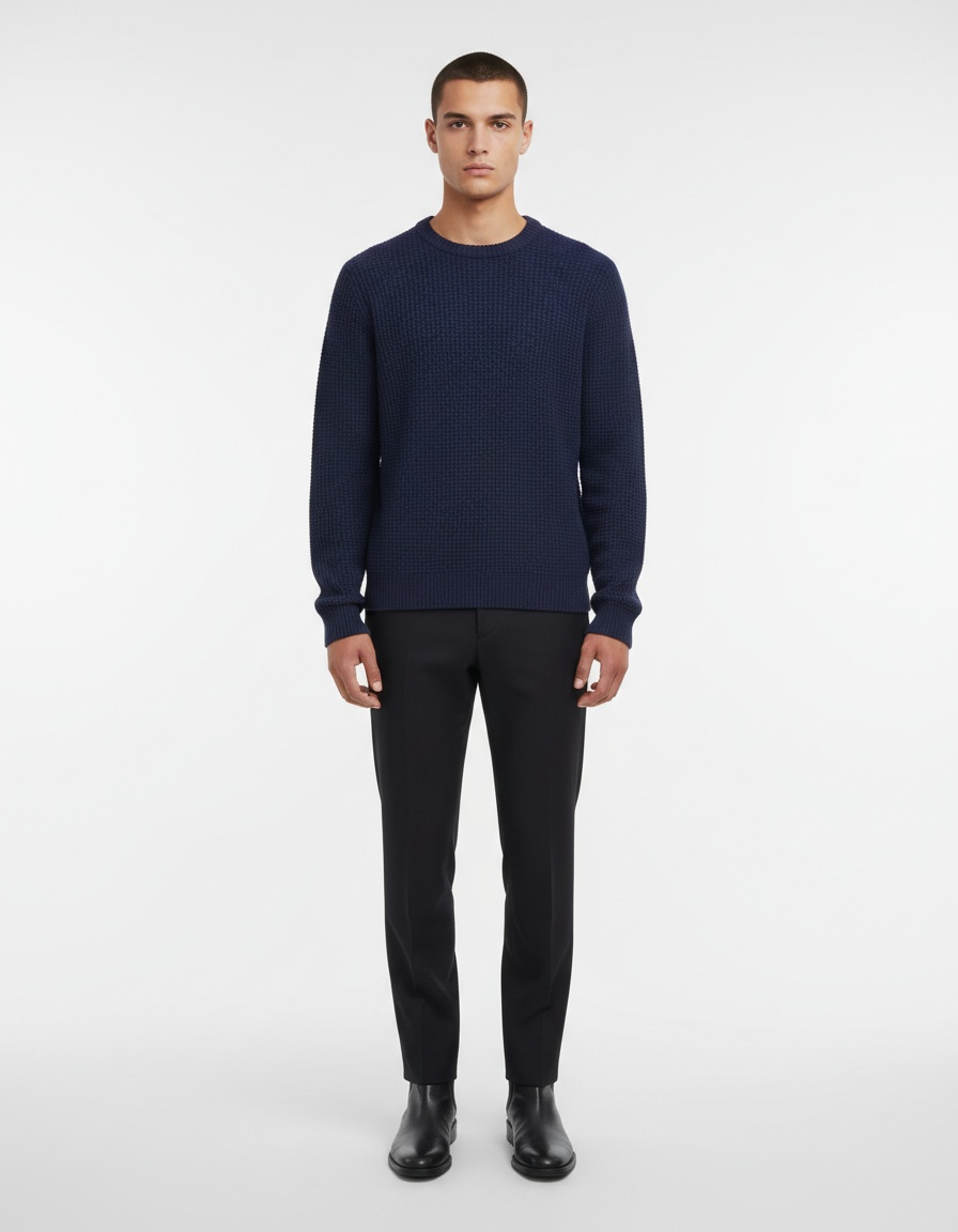 Men's Casual Crewneck Pullover Loose Fit Long Sleeve Knit Sweater