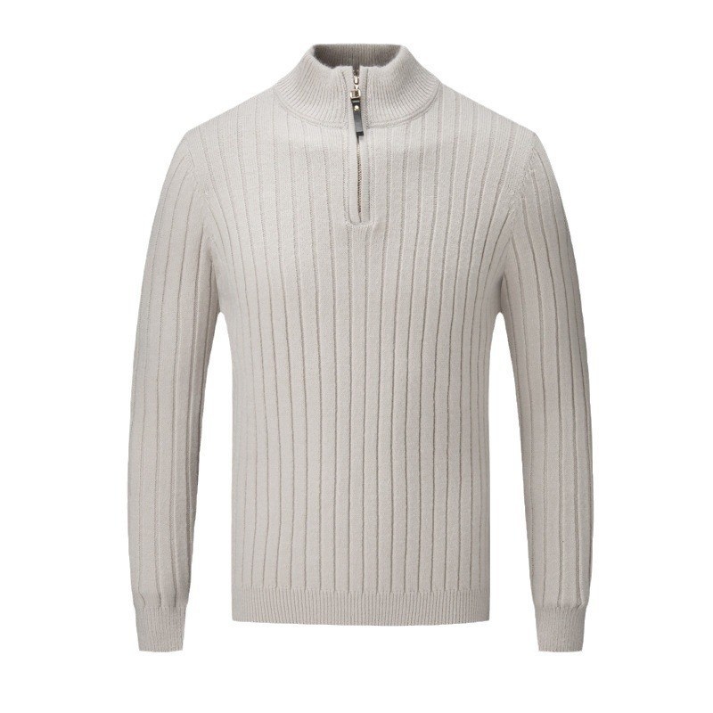 Men's Mock Neck Zip Knit Sweater Fashion Solid Color Casual Top