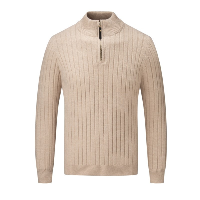 Men's Mock Neck Zip Knit Sweater Fashion Solid Color Casual Top