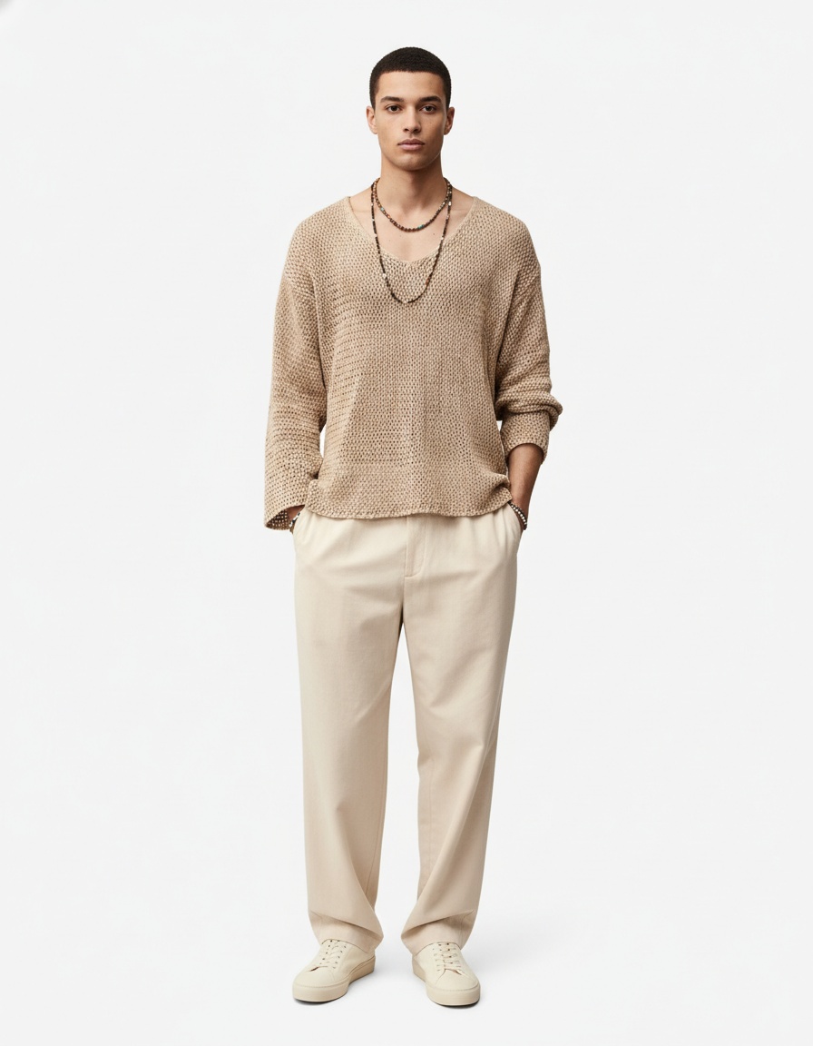 Men's Pullover Knitwear Solid Color Long Sleeve Sweater