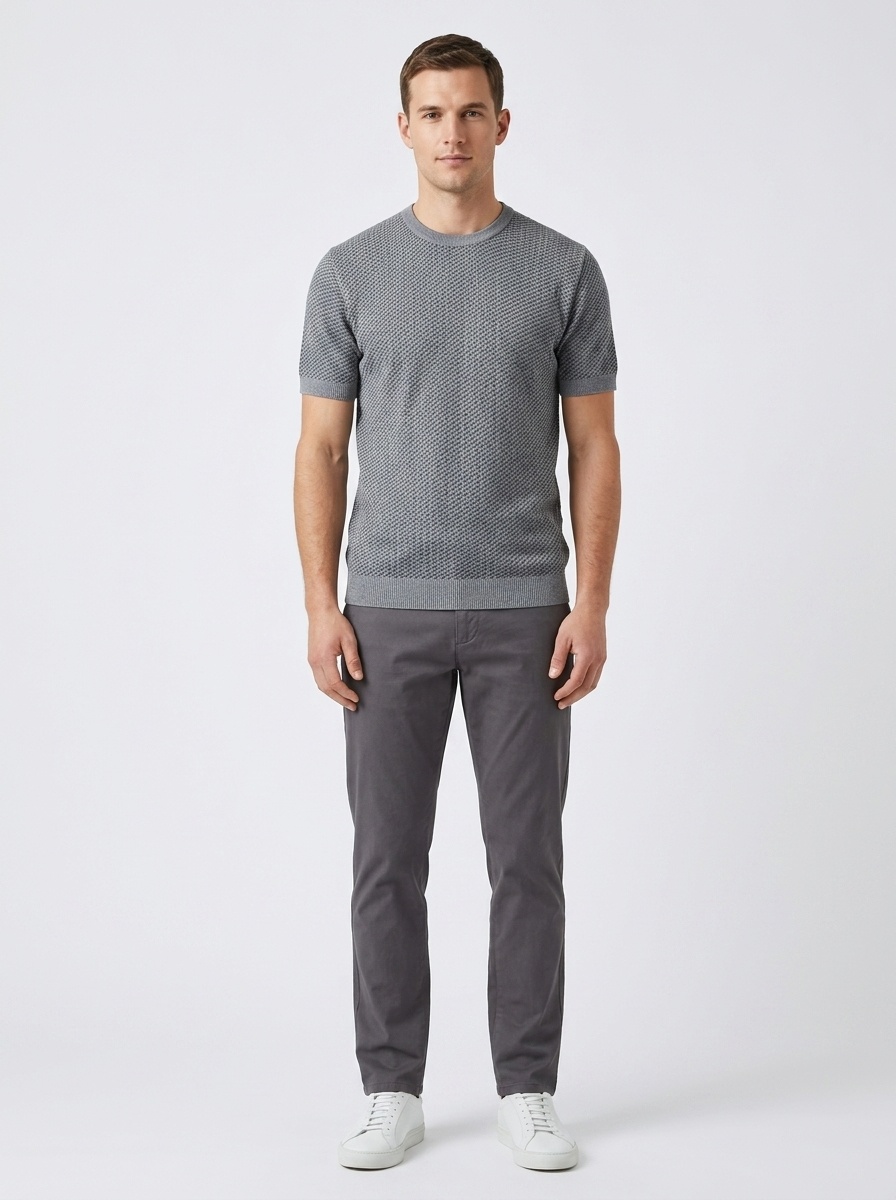 Men's Textured Knit Short Sleeve T-Shirt