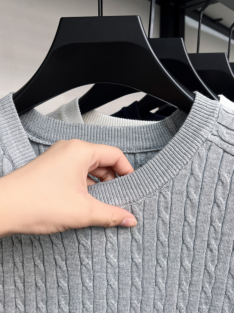 Men's Cable Knit Short Sleeve T-Shirt - Crew Neck Sweater