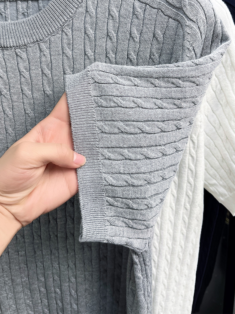 Men's Cable Knit Short Sleeve T-Shirt - Crew Neck Sweater