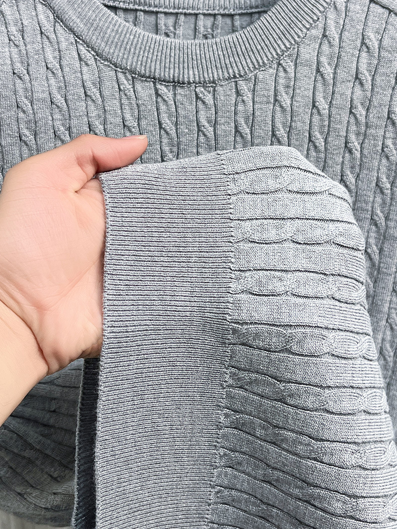 Men's Cable Knit Short Sleeve T-Shirt - Crew Neck Sweater