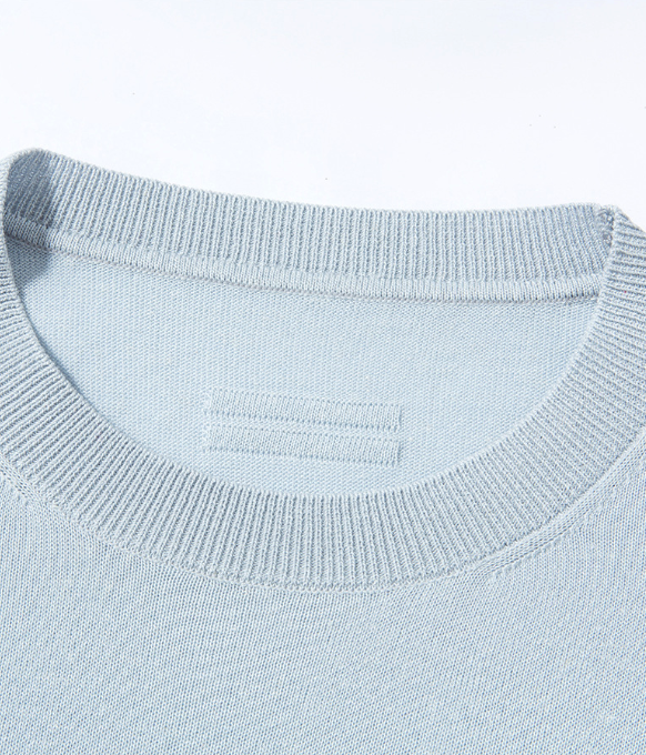 Men's Knitted Short Sleeve T-Shirt Casual Crew Neck Top