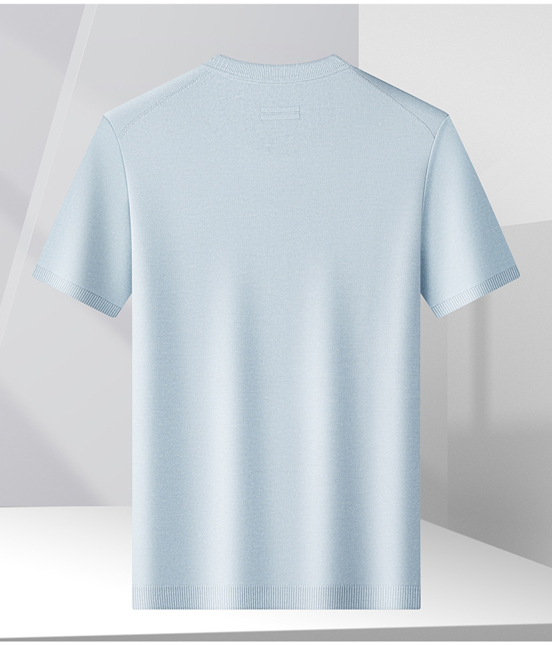 Men's Knitted Short Sleeve T-Shirt Casual Crew Neck Top