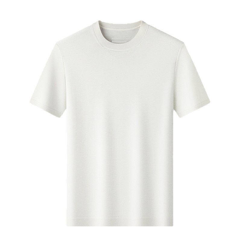 Men's Knitted Short Sleeve T-Shirt Casual Crew Neck Top