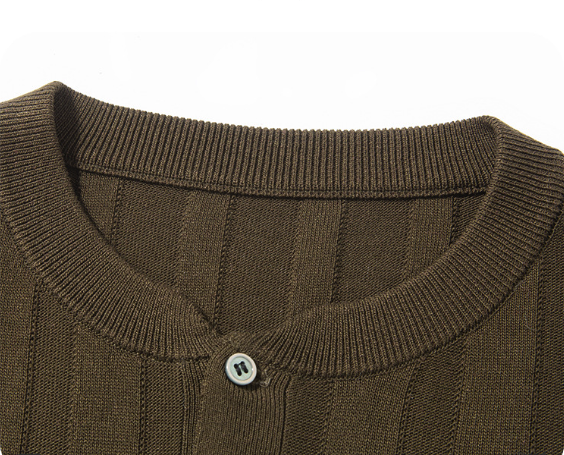 Men's Ribbed Knit Henley Shirt - Short Sleeve Comfort