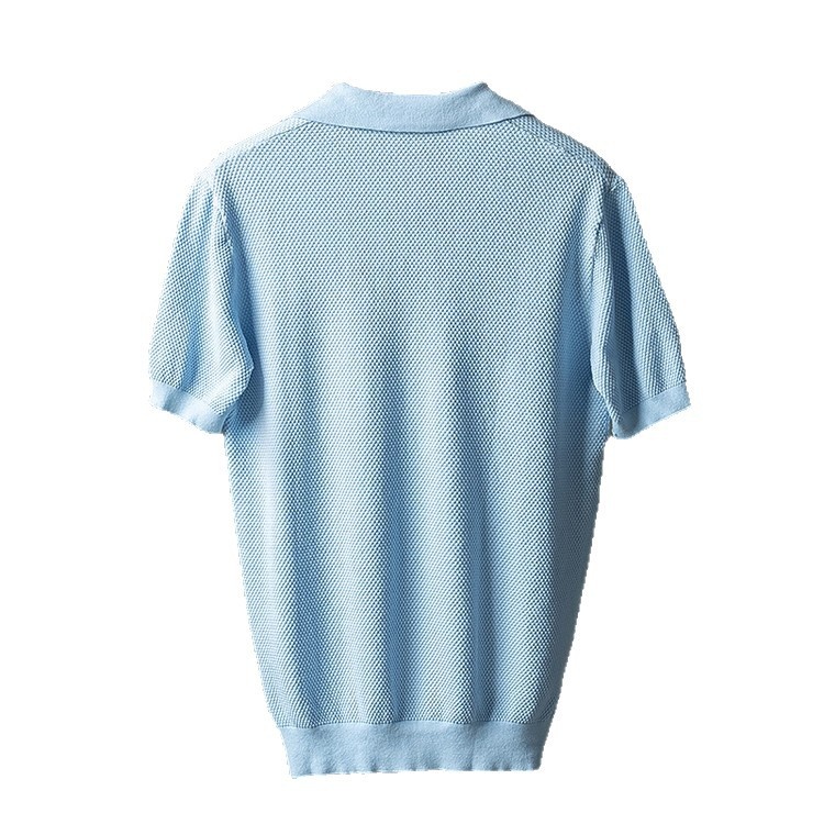 Men's Lightweight V-Neck Short Sleeve Knit Polo Breathable Cotton Polo Shirt