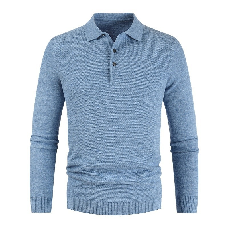 Men's Simple Solid Color Pullover Casual Knit Polo Shirt