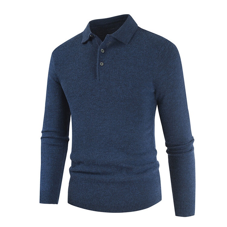 Men's Simple Solid Color Pullover Casual Knit Polo Shirt