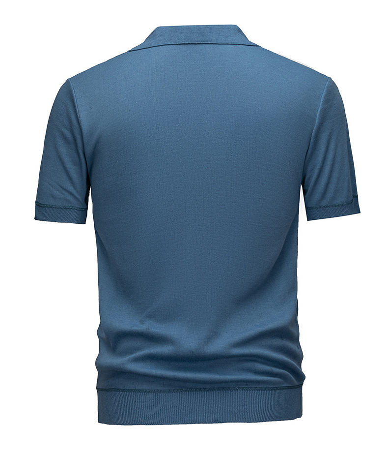 Men's Color Block Knit Polo Shirt - Short Sleeve V-Neck