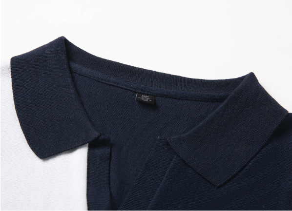 Men's Color Block Knit Polo Shirt - Short Sleeve V-Neck